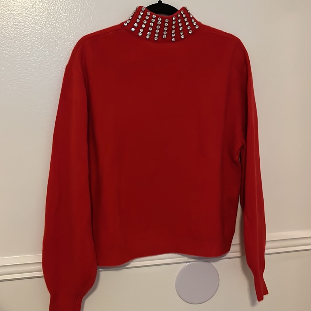 GRLFRND red dejeweled turtleneck sweater - Picture 3 of 6